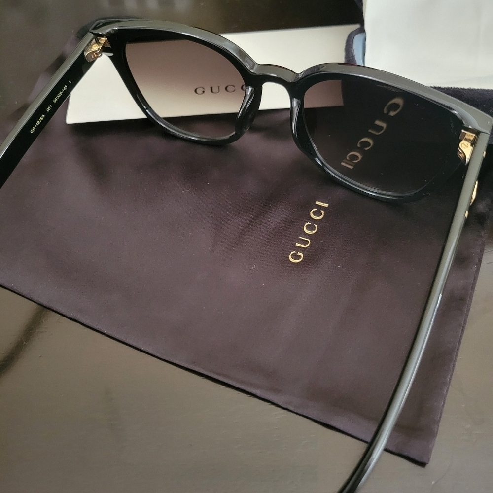 Gucci GG1122SA 001 Black Gradient Women Sunglasses NEW - Picture 7 of 8